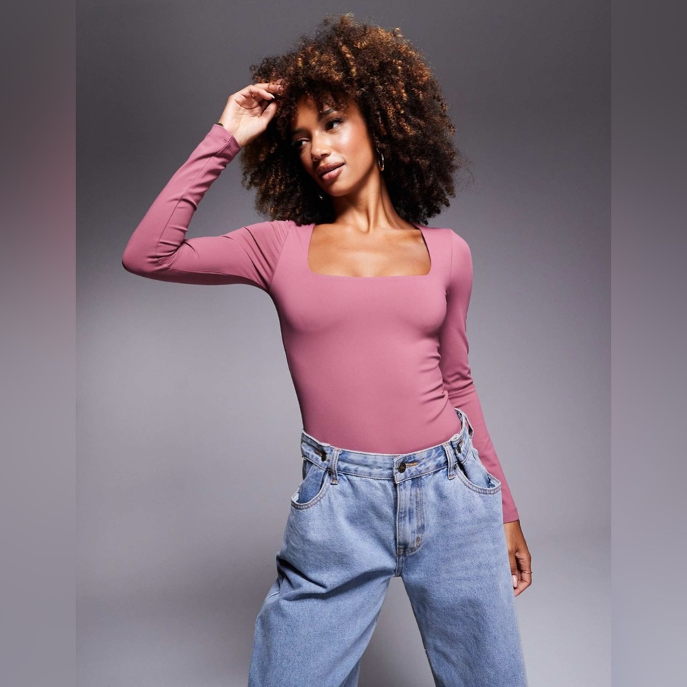 ASOS Design Premium Sculpting Square Neck Long Sleeve Bodysuit